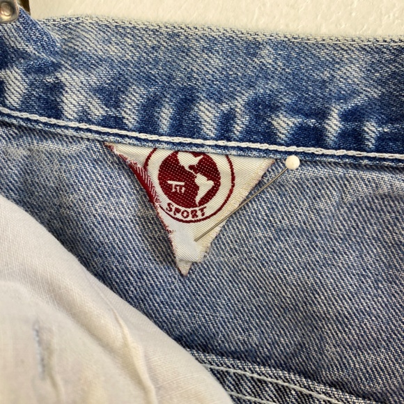 Vintage 80s Tioga Sport Womens Denim Skirt Size 6 Conchos Western Lace Up Slits - Picture 9 of 10